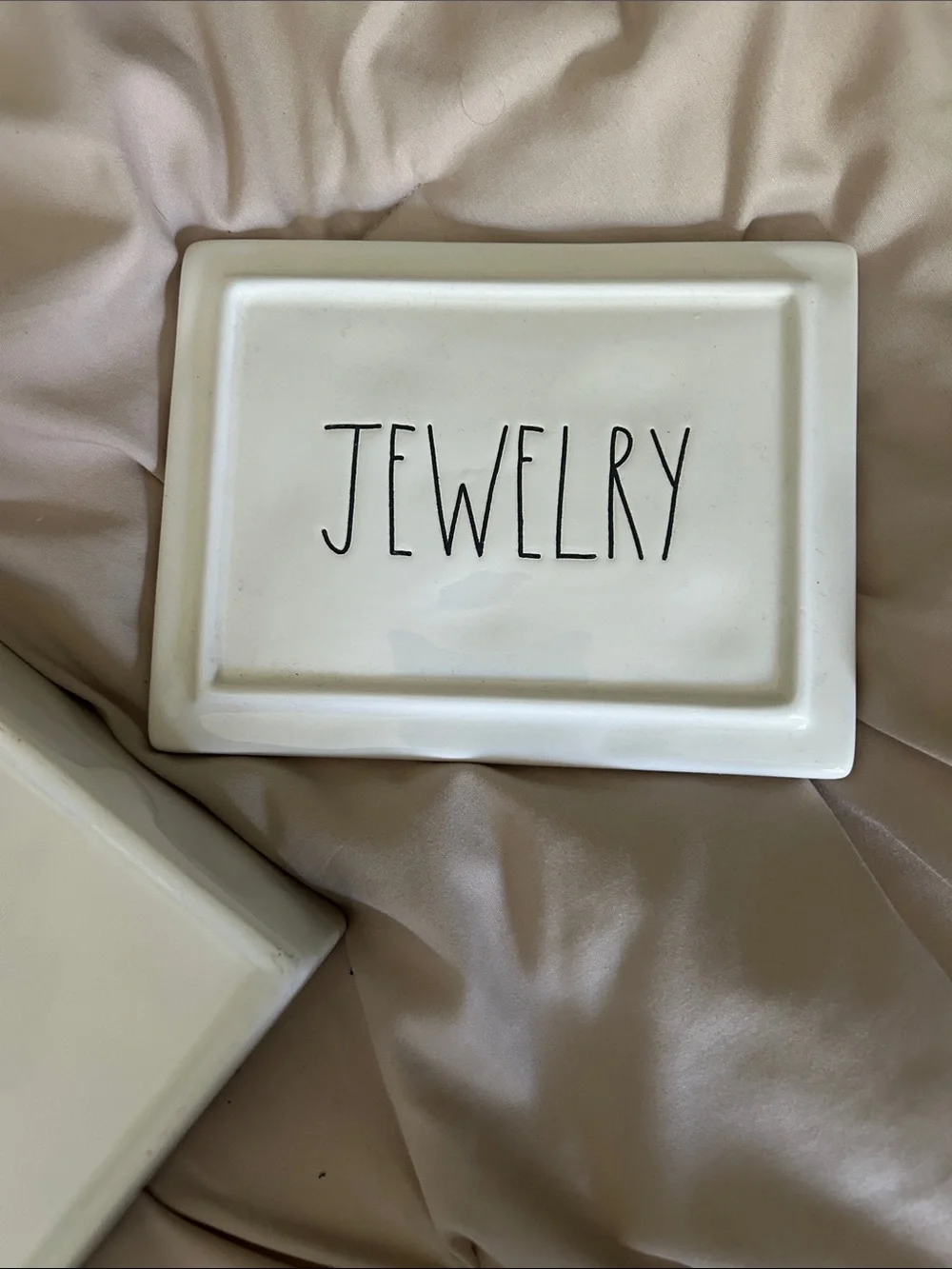 Rae Dunn Jewelry Box White Ceramic JEWELRY Trinket Box